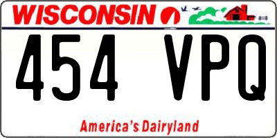 WI license plate 454VPQ