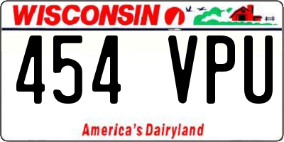 WI license plate 454VPU