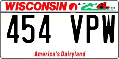WI license plate 454VPW