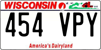 WI license plate 454VPY
