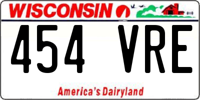 WI license plate 454VRE