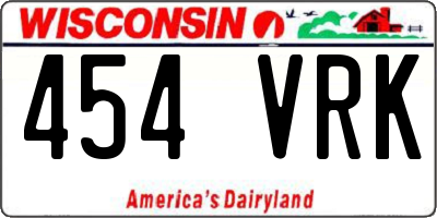 WI license plate 454VRK