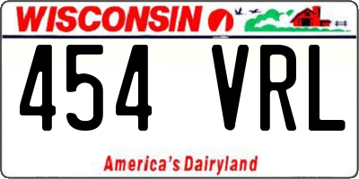 WI license plate 454VRL
