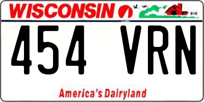 WI license plate 454VRN