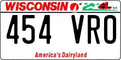 WI license plate 454VRO