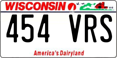 WI license plate 454VRS