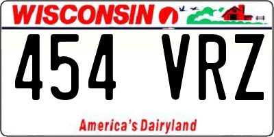 WI license plate 454VRZ