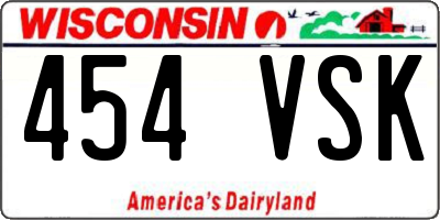 WI license plate 454VSK