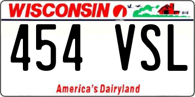 WI license plate 454VSL