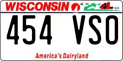 WI license plate 454VSO