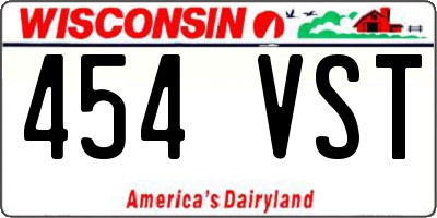 WI license plate 454VST