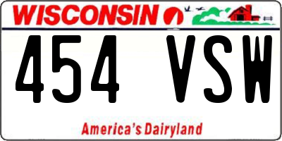 WI license plate 454VSW