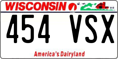 WI license plate 454VSX