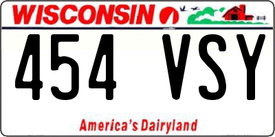 WI license plate 454VSY