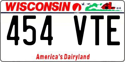 WI license plate 454VTE