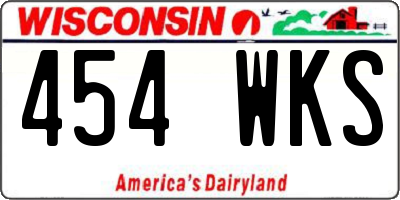 WI license plate 454WKS