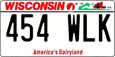 WI license plate 454WLK