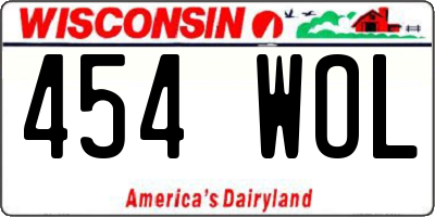 WI license plate 454WOL
