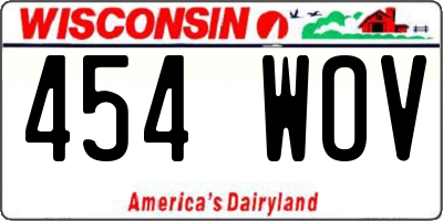 WI license plate 454WOV