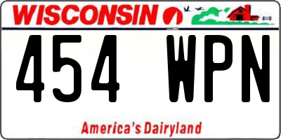 WI license plate 454WPN