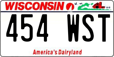 WI license plate 454WST