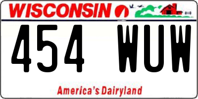 WI license plate 454WUW