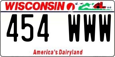 WI license plate 454WWW