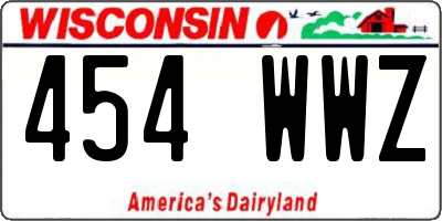 WI license plate 454WWZ