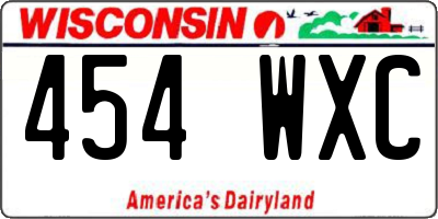 WI license plate 454WXC