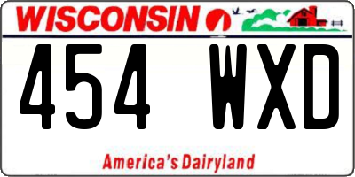 WI license plate 454WXD