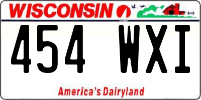 WI license plate 454WXI