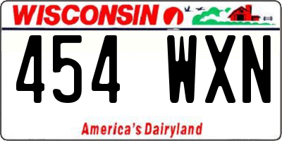 WI license plate 454WXN
