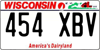 WI license plate 454XBV