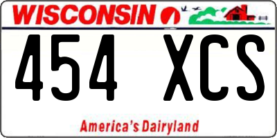 WI license plate 454XCS