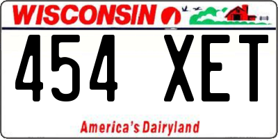 WI license plate 454XET