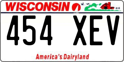 WI license plate 454XEV