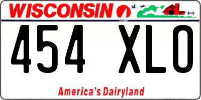WI license plate 454XLO