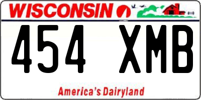 WI license plate 454XMB