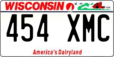 WI license plate 454XMC