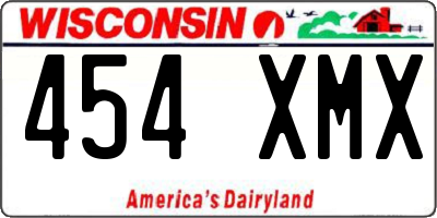 WI license plate 454XMX