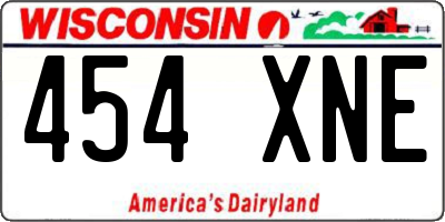 WI license plate 454XNE