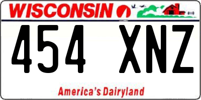 WI license plate 454XNZ