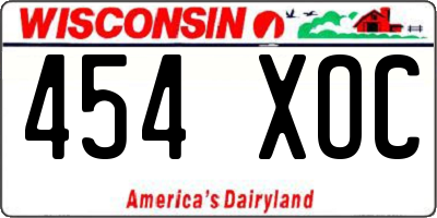 WI license plate 454XOC