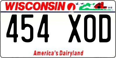 WI license plate 454XOD