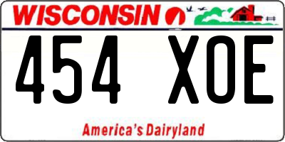 WI license plate 454XOE