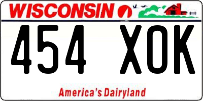 WI license plate 454XOK