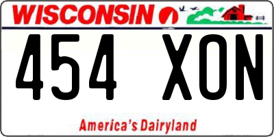 WI license plate 454XON