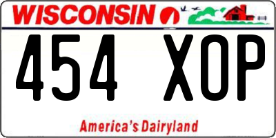 WI license plate 454XOP