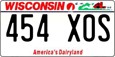WI license plate 454XOS