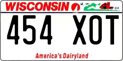 WI license plate 454XOT